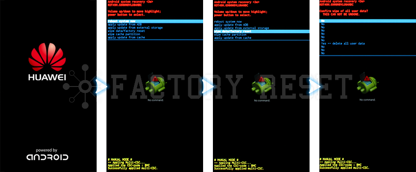 Wipe data factory reset не активна huawei